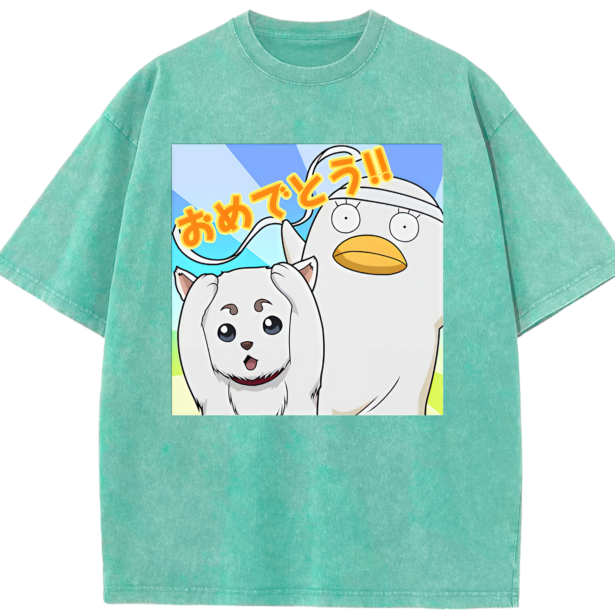 （画像用） ぎんたま 坂田銀時（さかたぎんとき） 神楽 志村新八（しむら しんぱち） GINTAMA Sakata Gintoki Kagura Shimura Shinpachi 綿100% ヴィンテージ風 半袖Tシャツ（フロントプリント）